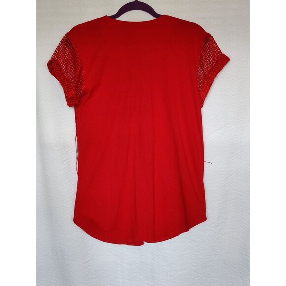 Miss‎ & Mrs Womens Top Red Fringe Lace Vintage USA - Picture 4 of 5